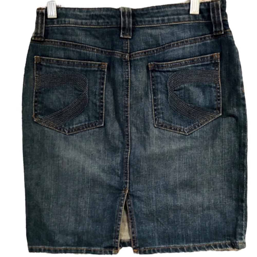 Pure Color Boutique Denim Midi Skirt NWT Dark Wash Jean Skirt Vogue - Picture 3 of 15